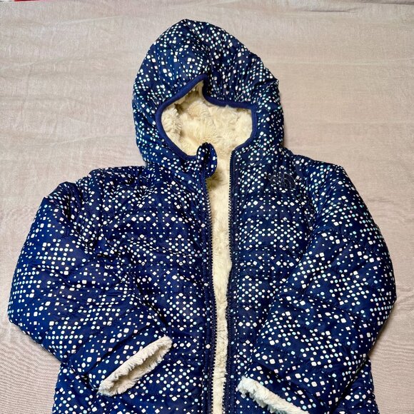 The North Face Mossbud Reversible Puffer Jacket Blue Toddler Girls 2T - Picture 1 of 6